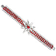 Red and White Swarovski Crystal Bracelet with Flower