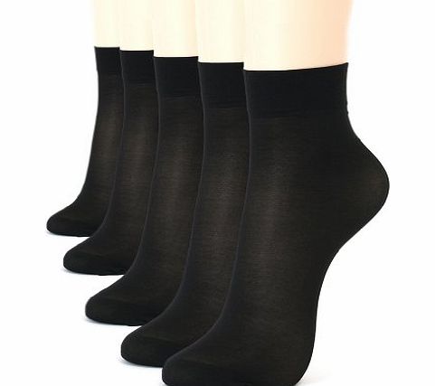 ililily 5 pairs 20D Sheer ankle high tights hosiery socks (tights-011-3)