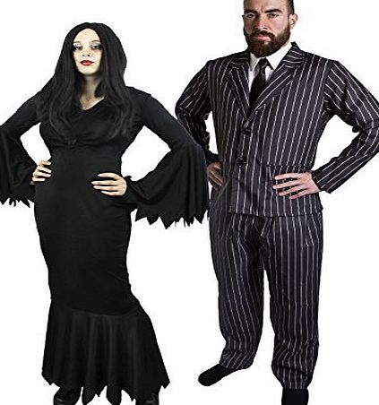 ILOVEFANCYDRESS COUPLES HALLOWEEN GOTHIC FANCY DRESS COSTUMES MR AND MRS TV FILM MOVIE CHARACTER (LADIES L   MENS XL)