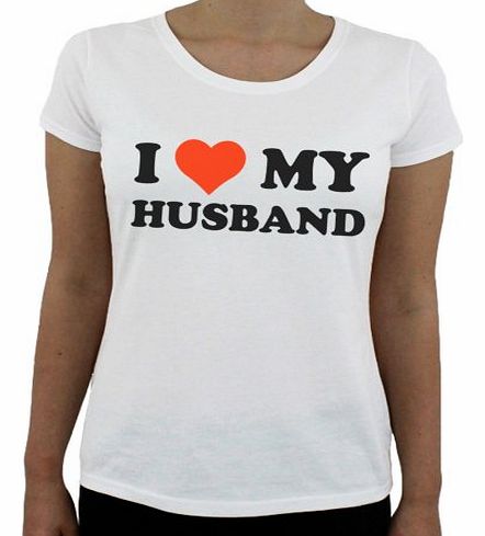 ILOVEFANCYDRESS ``I LOVE MY...`` T-SHIRT VALENTINES DAY PARTNER GIFT PRESENT ANNIVERSARY GIFT CUTE TOP 100 COTTON TEE (I HEART MY HUSBAND, UK 8)
