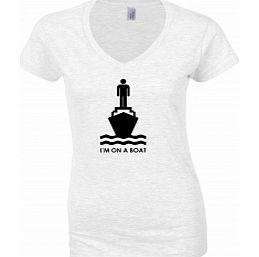 On A Boat White Womens T-Shirt Large ZT Xmas