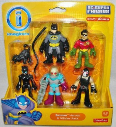 Imaginext Dc Super Friends - Batman Heroes & Villains Pack With Batman Robin Catwoman Mr. Freeze And Bane