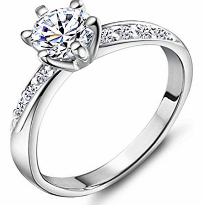 imixlot  Engagement 18k White Gold Filled CZ Promise Wedding Rings