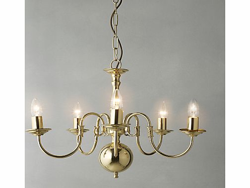Impex Bruges Ceiling Light, Polished Brass, 5-Light