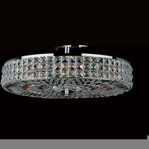 Cage Chrome And Crystal Round Ceiling Light
