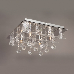 Clermont Square Chrome and Crystal Ceiling Light