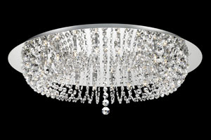 Impex Lighting Flush Modern Chrome Ceiling Light With Strass Lead Crystal