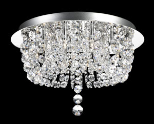 Impex Lighting Flush Modern Strass Lead Crystal And Chrome Circular Ceiling Light