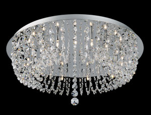 Impex Lighting Flush Strass Lead Crystal And Chrome Circular Ceiling Light