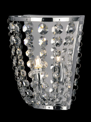 Impex Lighting Flush Strass Lead Crystal And Chrome Wall Light