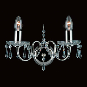 Impex Lighting Impex 2 Light Chrome And Crystal Wall Light With Preciosa Strass Crystal
