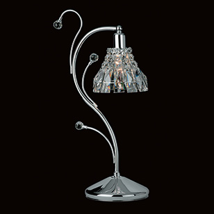 Impex Modern Chrome Table Lamp With A Lead Crystal Shade