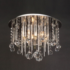Impex Lighting Poitiers Round Chrome and Crystal Ceiling Light