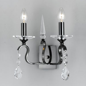 Impex Lighting Viking Contemporary Gun Metal And Strass Crystal Double Wall Light
