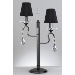 Viking Gun Metal and Crystal Table Lamp