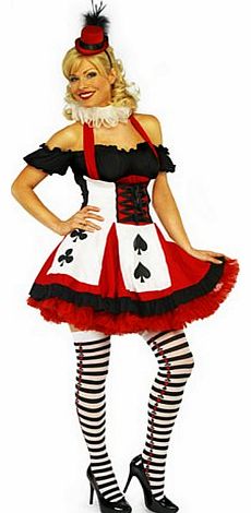 Impressions Ladies Costume Queen of Hearts Card Suit Fancy Dress Plus FREE Stockings (Medium - UK 12 to 14)