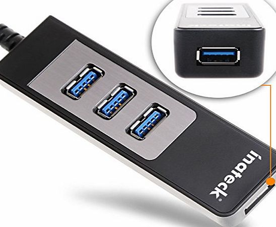 Inateck USB 3.0 4-Port Hub with Bus-Powered for Laptops, Ultrabooks and Tablet PCs, Backward Compatible with USB 2.0 amp; Support Windows 8/ 7/ Vista/ XP, Mac OS X 10.8.4, Black [1ft USB 3.0 Cable]
