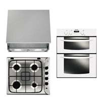 Built Under Double Oven FIU 20 IX- Gas Hob PI640X and Indesit Integrated Hood H661