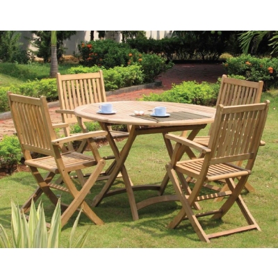 Round Teak Table and 4 Chairs