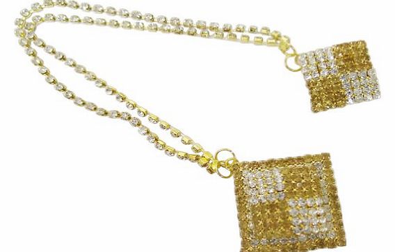 Gold Tone CZ Indian Chain Pin Brooch Party Wear Groom Broach Costume Jewellery