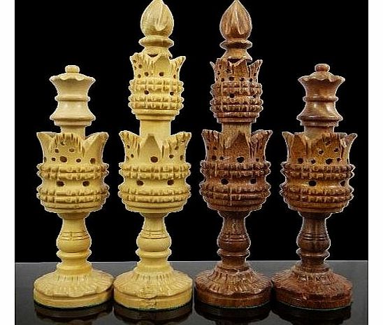 New Chess Set of 32 Pcs Brown & White Traditional Indoor Shesham Wood Art India