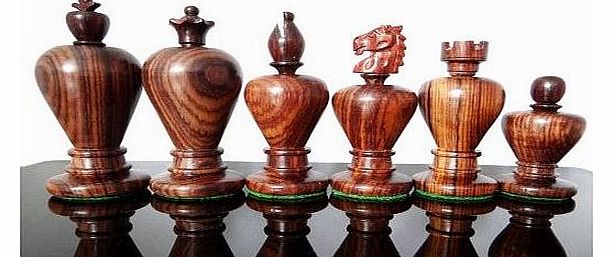 Weighted Staunton Chess Set 32 Rose Wood Chess Pieces W/O Board India 3.3 Inches King