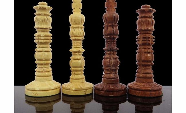 Indianbeautifulart Wooden Chess Set Brown Hand Carved 32 Pcs Royal Shesham / Box Wood Art India