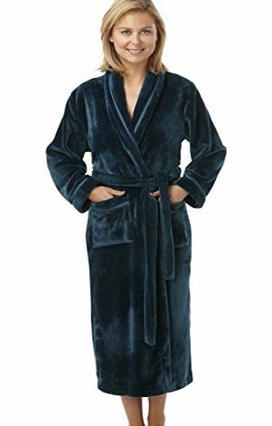 Indigo Sky Ladies Supersoft Velvet Fleece Wrapover Dressing Gown. Purple, Red, Teal or White. Sizes 10-12 14-16 18-20 (10-12, TEAL)