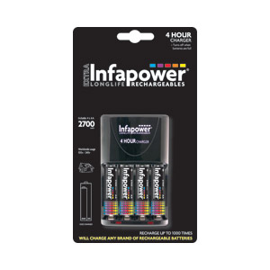 Infapower 4 Hour Battery Charger   4 AA 2700mAh