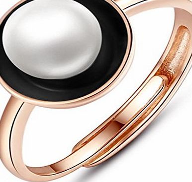 Infinite U Elegant Pearl 925 Sterling Silver Women Adjustable Ring Size J to O Anniversary/Engagement/Promise Ring Rose Gold O