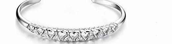 Infinite U Fashion Heart and Soul Silver Adjustable Bracelet/Bangle for Women/Teenagers/Girls/ladies