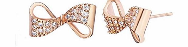 Infinite U Infinity Shape Rose Gold Plated Cubic Zirconia Women Studs Earrings White