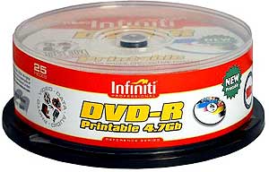 DVD-R Premium Grade 16x (speed) - Printable - 25 Spindle Pack - WOW Price!