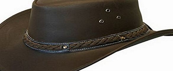 Infinity LEATHER HAT AUSSIE BUSH COWBOY STYLE Classic Western Outback Brown XL