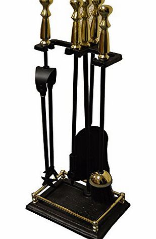 Inglenook by Home Discount New Inglenook Deluxe BLACK AND BRASS FIREPLACE COMPANION SET Fire Tools Including Coal Shovel, Brush, Poker, Tongs