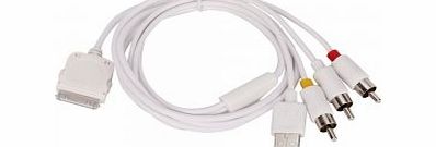 INS DEAL Premium USB Data Charging TV AV RCA Cable for iPhone/iPod White