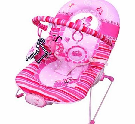 Inside Out Toys Baby Vibrating and Musical Bouncy Chair (3 position), Bouncer Chair, Bouncing Chair Pink Butterfly - by Inside Out Toys