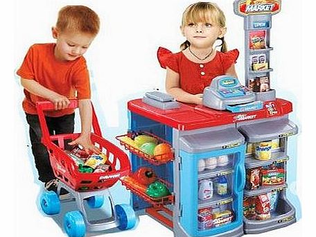 Childrens, Kids Supermarket, Role Play Shop and shopping trolley