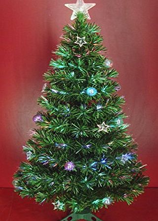 Inside Out Toys Indoor LED Multicolour Fibre Optic Xmas/Christmas Tree Green or White Various Sizes (Green, 3 (90cm))