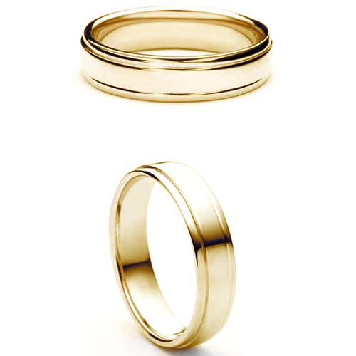 4mm Heavy D Shape Insieme Wedding Band Ring In 18 Ct Yellow Gold
