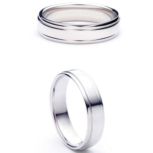 4mm Heavy D Shape Insieme Wedding Band Ring In Palladium