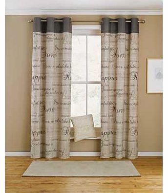 Inspire Script Eyelet Curtains - 168 x 183cm -