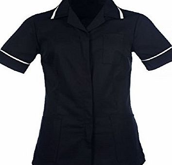 Instex WOMENS NURSES HEALTHCARE TUNIC, DENTAL VET SALON, NAVY WITH WHITE TRIM, POINTED COLLAR INS32NV (UK 16 / EU 44 (TO FIT BUST 41``/104cm))