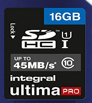 Integral 16GB Class 10 45MBps UltimaPro SDHC Memory Card - Frustration Free Packaging