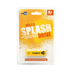 Integral 16GB USB 2.0 Splash Drive - Yellow