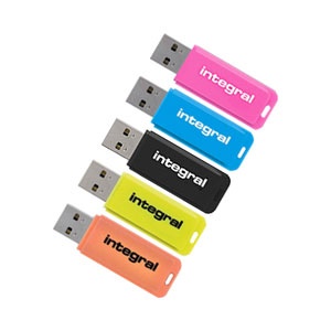 Integral 4GB Neon USB Flash Drives - 5 Pack