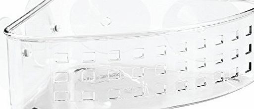 InterDesign Bathroom Shower Suction Basket for Shampoo, Conditioner, Soap - Corner, Clear