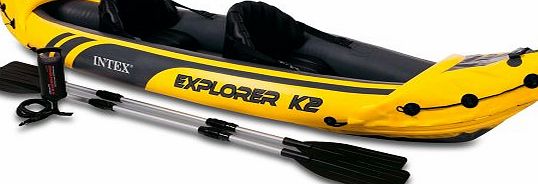 Explorer K2 Kayak 2 man inflatable canoe + oars + pump #68307