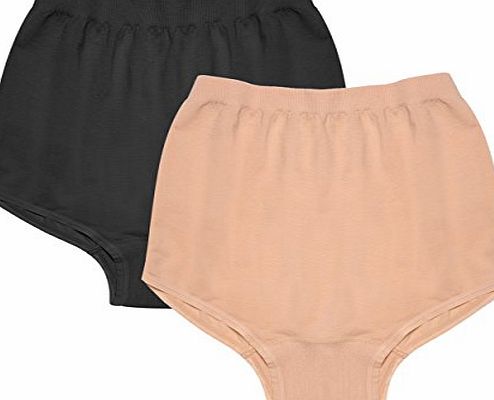 Intimate Portal Womens Over the Bump Ultra-Lite Seamless Maternity Brief (2 Pack) Beige Black Small
