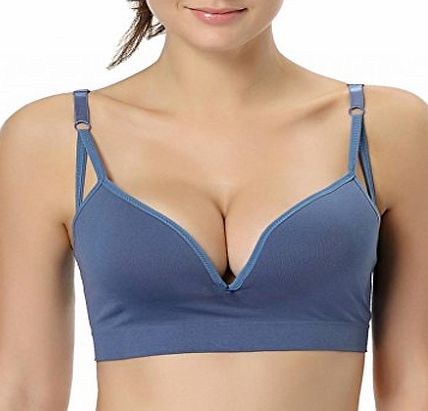 Intimate Portal Womens Silken Smooth Non-wired Push Up Bra Petite Blue Small